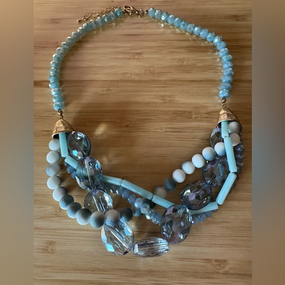 Turquoise & Gold 4 Strand Beaded Necklace - Picture 2 of 5